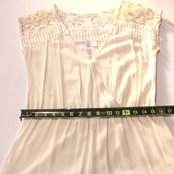 Cute Romper By Alya in Ivory, Size Medium Laced Top Lined shorts - Picture 5 of 7